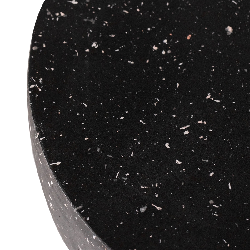 LeisureMod Round Side Table in Fiberstone End Table Sage Series in Black