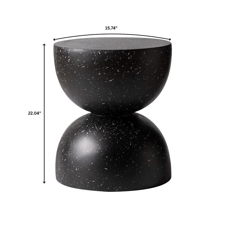 LeisureMod Round Side Table in Fiberstone End Table Sage Series in Black
