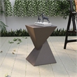 LeisureMod Fiberstone Side Table Square End Table Glint Series in Gray