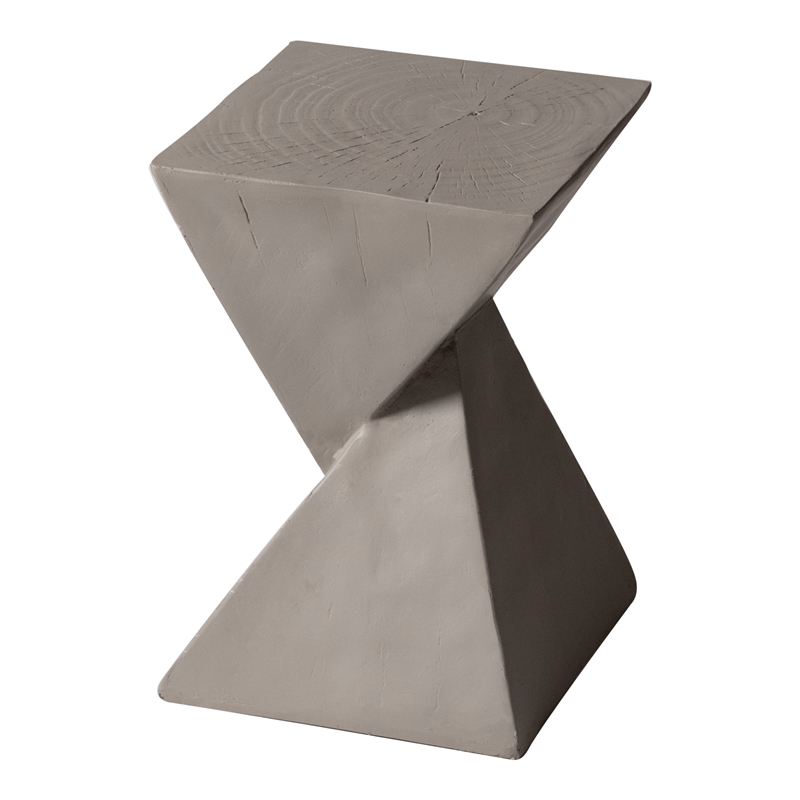 LeisureMod Fiberstone Side Table Square End Table Glint Series in Gray