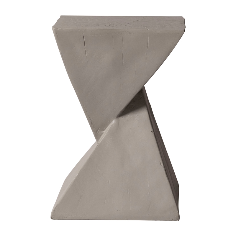 LeisureMod Fiberstone Side Table Square End Table Glint Series in Gray