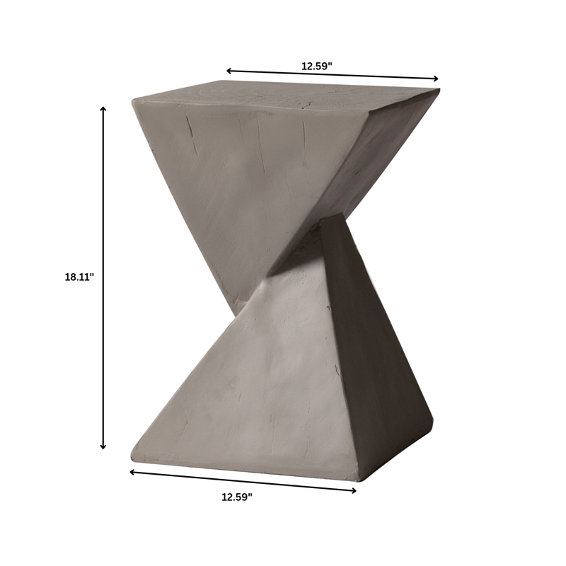 LeisureMod Fiberstone Side Table Square End Table Glint Series in Gray