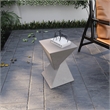 LeisureMod Fiberstone Side Table Square End Table Glint Series in Marble White