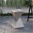 LeisureMod Fiberstone Side Table Square End Table Glint Series in Marble White