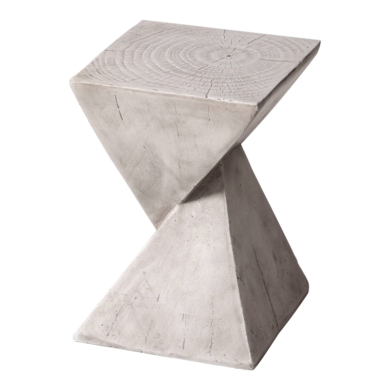 LeisureMod Fiberstone Side Table Square End Table Glint Series in Marble White
