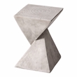 LeisureMod Fiberstone Side Table Square End Table Glint Series in Marble White