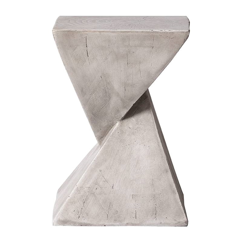 LeisureMod Fiberstone Side Table Square End Table Glint Series in Marble White
