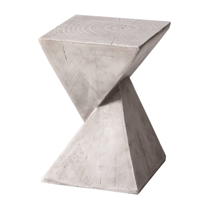 LeisureMod Fiberstone Side Table Square End Table Glint Series in Marble White
