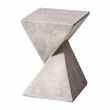 LeisureMod Fiberstone Side Table Square End Table Glint Series in Marble White