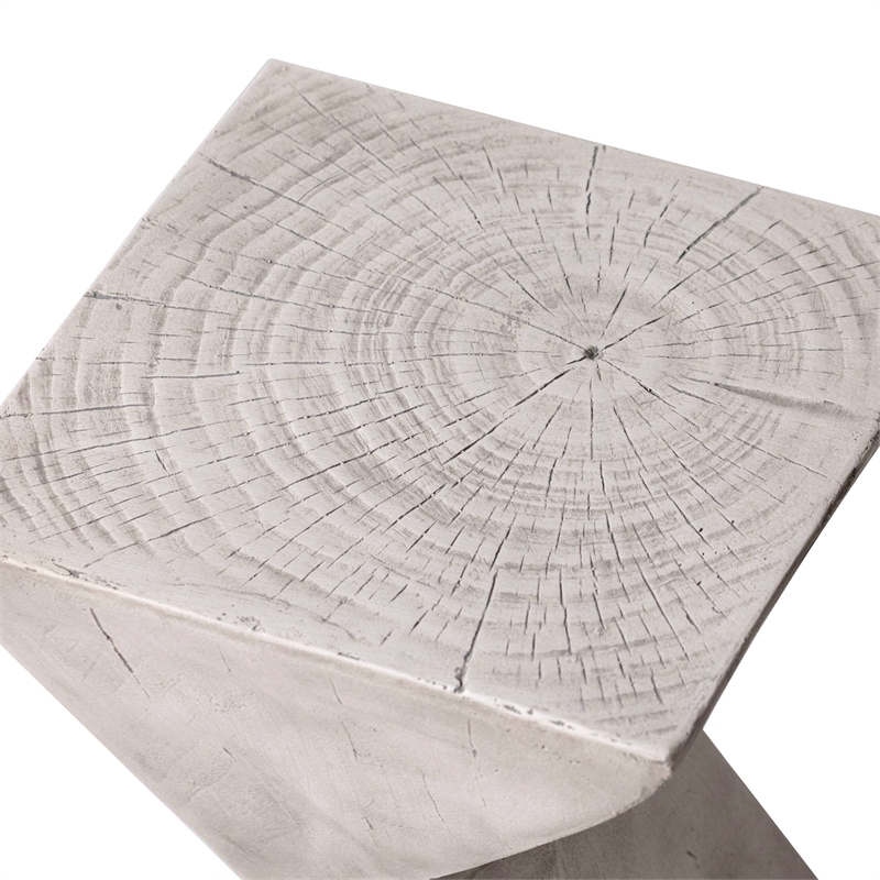 LeisureMod Fiberstone Side Table Square End Table Glint Series in Marble White