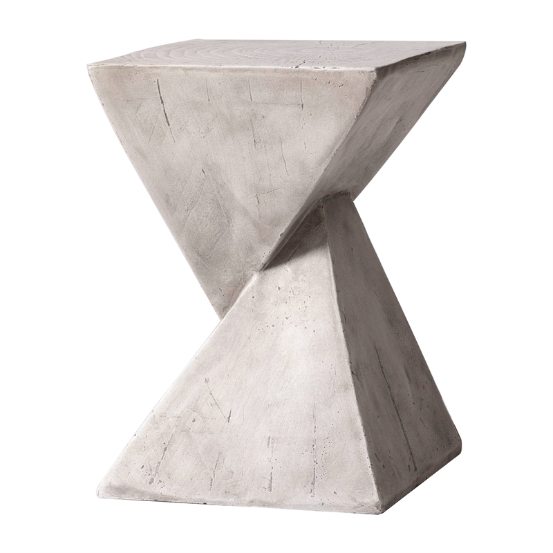 LeisureMod Fiberstone Side Table Square End Table Glint Series in Marble White