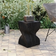 LeisureMod Fiberstone Side Table Square Accent End Table Onyx Series in Black