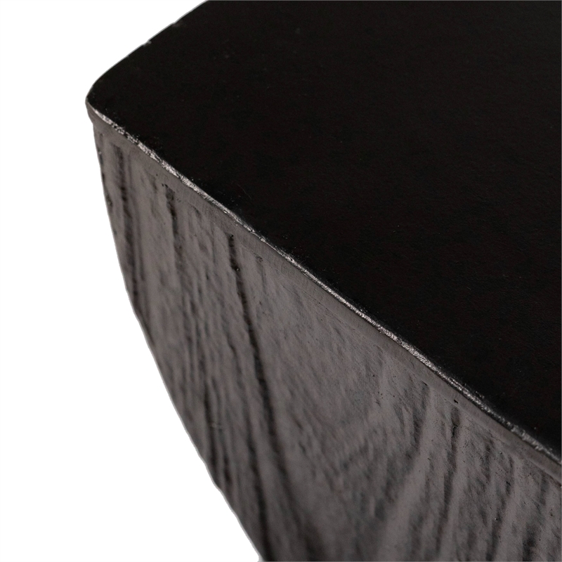 LeisureMod Fiberstone Side Table Square Accent End Table Onyx Series in Black