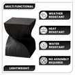 LeisureMod Fiberstone Side Table Square Accent End Table Onyx Series in Black