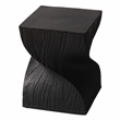 LeisureMod Fiberstone Side Table Square Accent End Table Onyx Series in Black