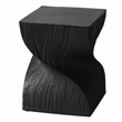 LeisureMod Fiberstone Side Table Square Accent End Table Onyx Series in Black