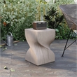 LeisureMod Fiberstone Side Table Square Accent End Table Onyx Series in Cream
