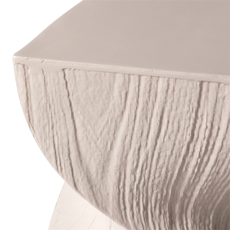 LeisureMod Fiberstone Side Table Square Accent End Table Onyx Series in Cream