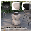 LeisureMod Fiberstone Side Table Square Accent End Table Onyx Series in Cream