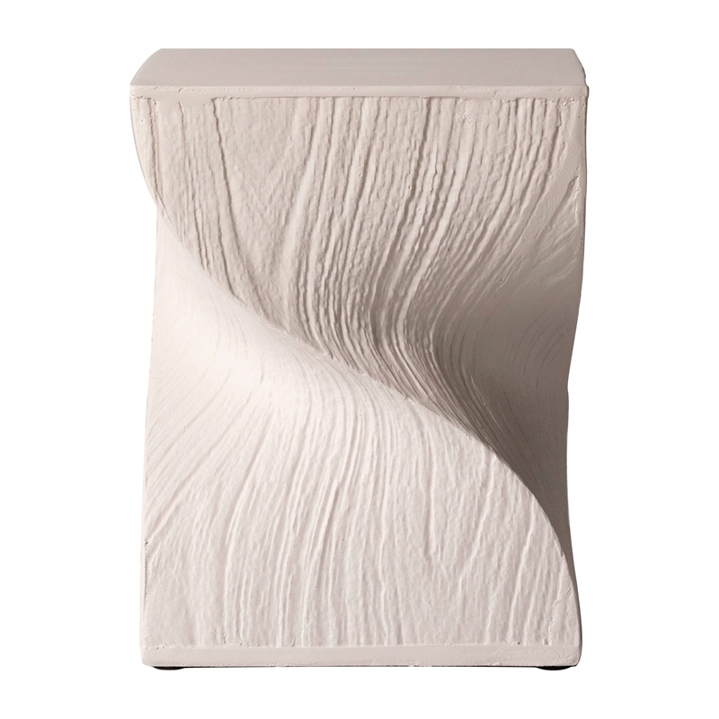 LeisureMod Fiberstone Side Table Square Accent End Table Onyx Series in Cream