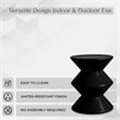 LeisureMod Round Side Table in ABS Plastic Double-Hourglass Design in Black