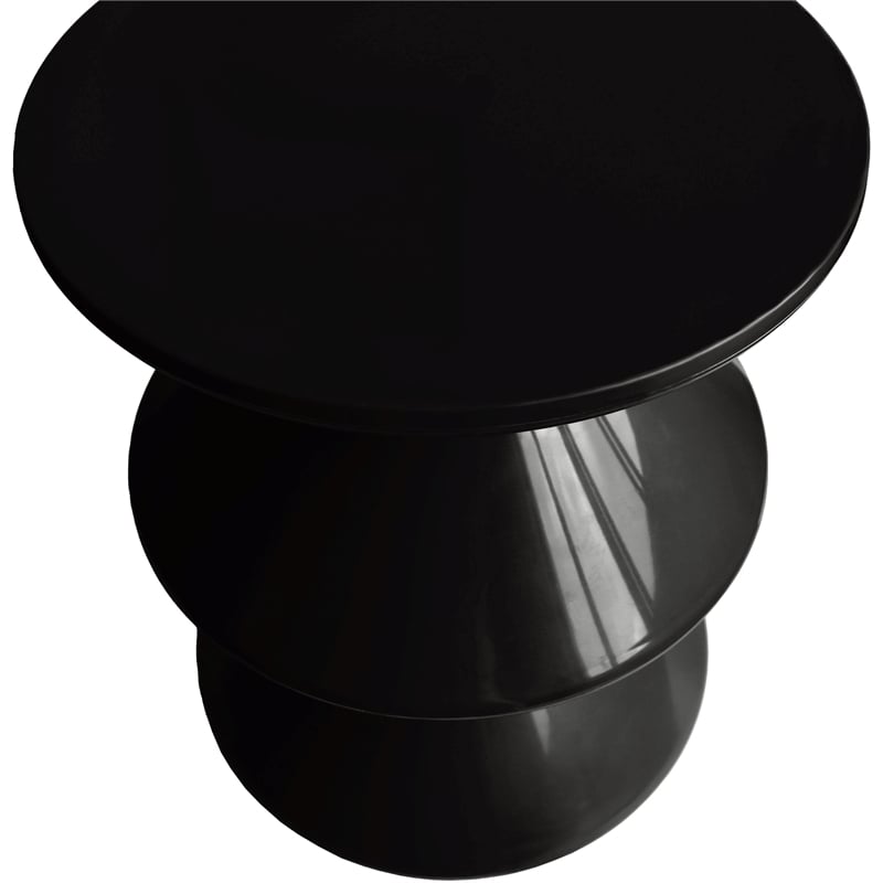 LeisureMod Round Side Table in ABS Plastic Double-Hourglass Design in Black