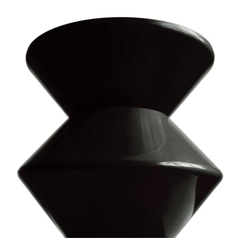 LeisureMod Round Side Table in ABS Plastic Double-Hourglass Design in Black