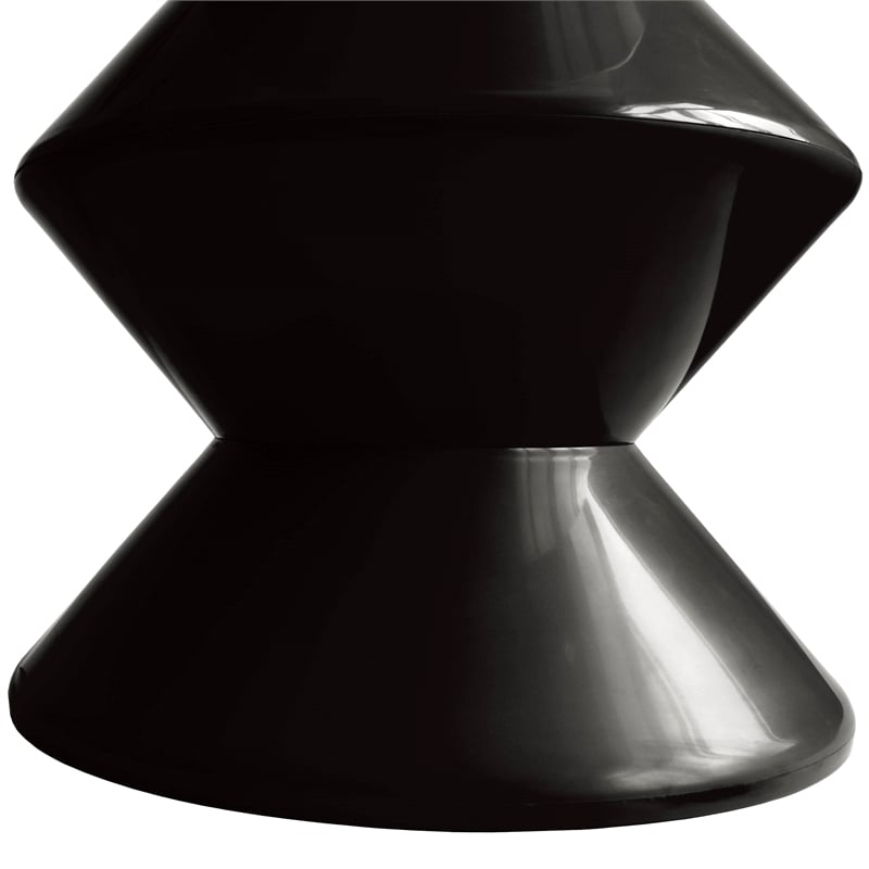 LeisureMod Round Side Table in ABS Plastic Double-Hourglass Design in Black