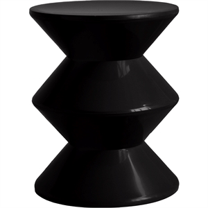 LeisureMod Round Side Table in ABS Plastic Double-Hourglass Design in Black