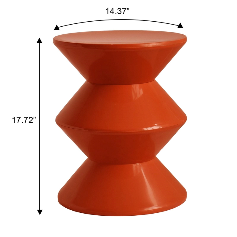 LeisureMod Round Side Table in ABS Plastic Double-Hourglass Design in Brown