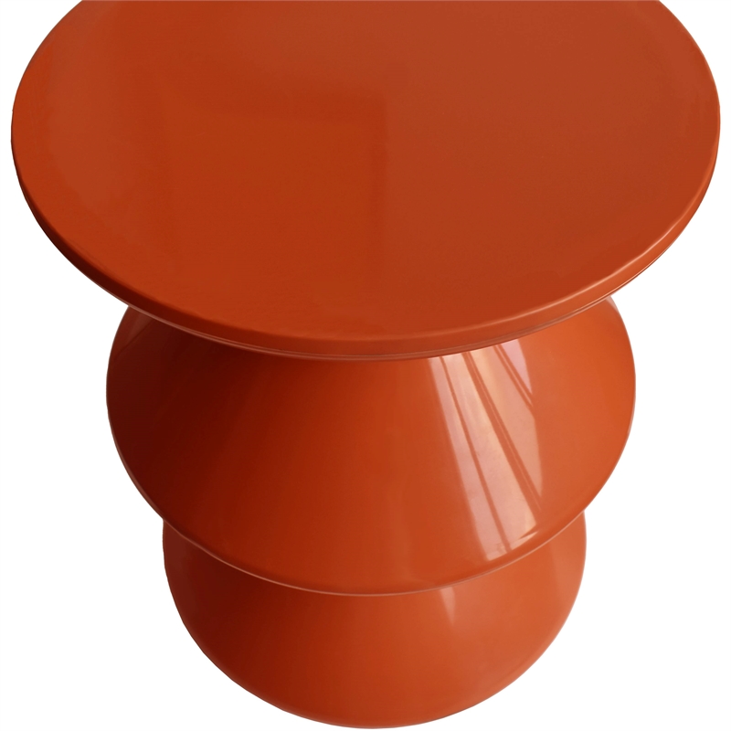 LeisureMod Round Side Table in ABS Plastic Double-Hourglass Design in Brown