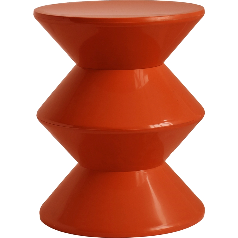 LeisureMod Round Side Table in ABS Plastic Double-Hourglass Design in Brown