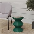 LeisureMod Round Side Table in ABS Plastic Double-Hourglass Design in Green