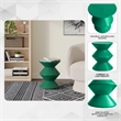 LeisureMod Round Side Table in ABS Plastic Double-Hourglass Design in Green