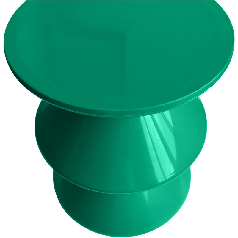 LeisureMod Round Side Table in ABS Plastic Double-Hourglass Design in Green