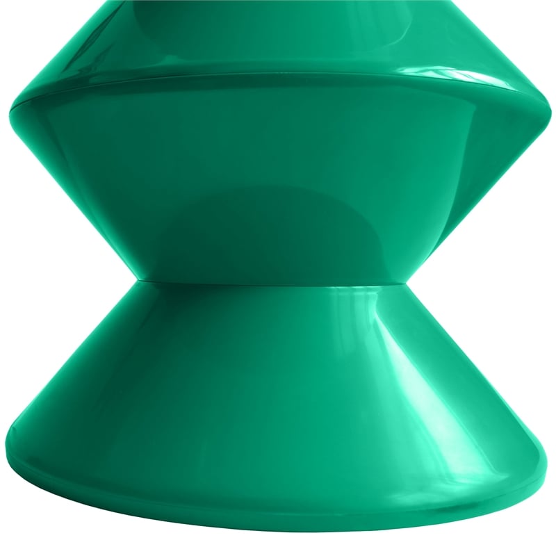 LeisureMod Round Side Table in ABS Plastic Double-Hourglass Design in Green