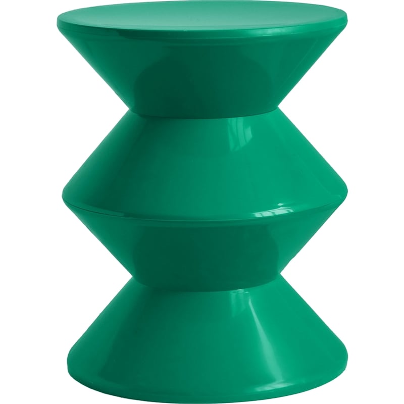 LeisureMod Round Side Table in ABS Plastic Double-Hourglass Design in Green