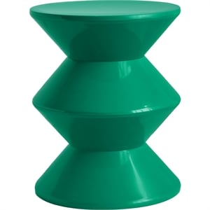 LeisureMod Round Side Table in ABS Plastic Double-Hourglass Design in Green