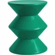 LeisureMod Round Side Table in ABS Plastic Double-Hourglass Design in Green