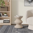 LeisureMod Round Side Table in ABS Plastic Double-Hourglass Design in Ivory