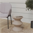LeisureMod Round Side Table in ABS Plastic Double-Hourglass Design in Ivory