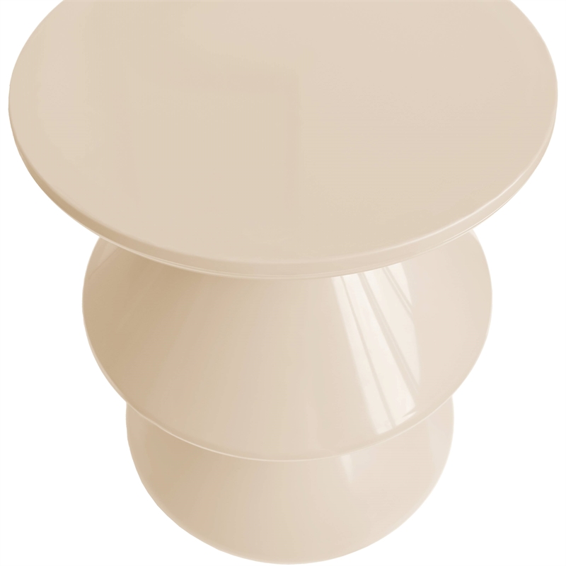 LeisureMod Round Side Table in ABS Plastic Double-Hourglass Design in Ivory