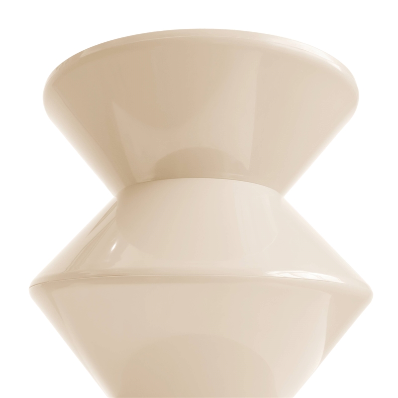 LeisureMod Round Side Table in ABS Plastic Double-Hourglass Design in Ivory