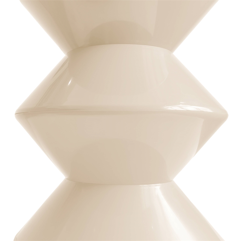 LeisureMod Round Side Table in ABS Plastic Double-Hourglass Design in Ivory