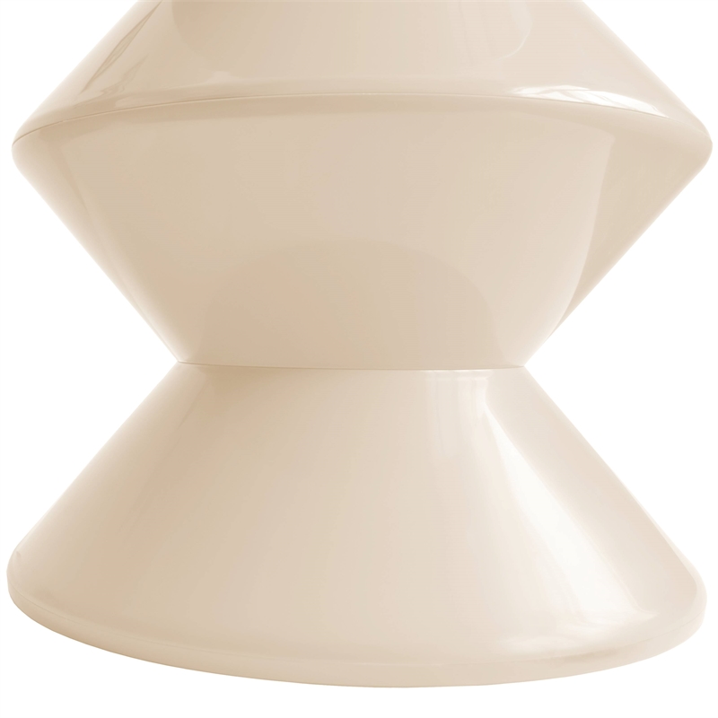 LeisureMod Round Side Table in ABS Plastic Double-Hourglass Design in Ivory