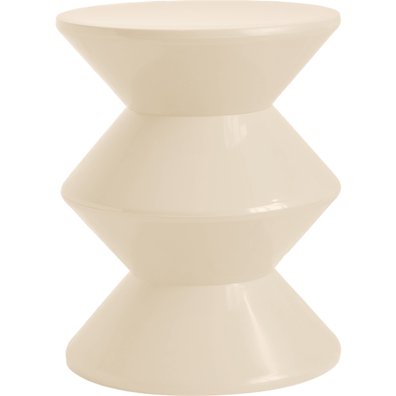 LeisureMod Round Side Table in ABS Plastic Double-Hourglass Design in Ivory