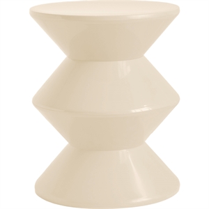 LeisureMod Round Side Table in ABS Plastic Double-Hourglass Design in Ivory