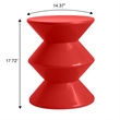 LeisureMod Round Side Table in ABS Plastic Double-Hourglass Design in Red