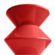 LeisureMod Round Side Table in ABS Plastic Double-Hourglass Design in Red