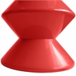 LeisureMod Round Side Table in ABS Plastic Double-Hourglass Design in Red